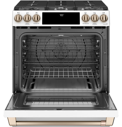 Café™ 30" Smart Slide-In, Front-Control, Gas Range with Convection Oven