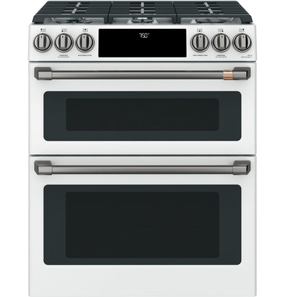 Café™ 30" Smart Slide-In, Front-Control, Gas Double-Oven Range with Convection