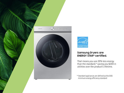 Bespoke 7.6 cu. ft. Ultra Capacity Gas Dryer with Super Speed Dry and AI Smart Dial in Silver Steel
