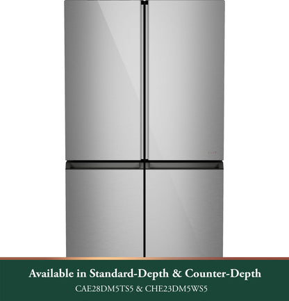 Café™ ENERGY STAR® 28.3 Cu. Ft. Smart Quad-Door Refrigerator in Platinum Glass with Dual-Dispense AutoFill Pitcher