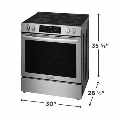 30" Front Control Electric Range with Total Convection