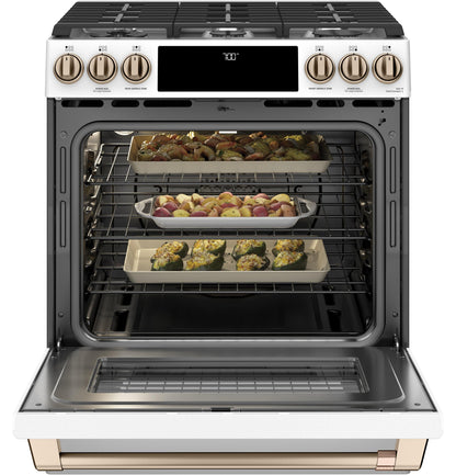 Café™ 30" Smart Slide-In, Front-Control, Gas Range with Convection Oven